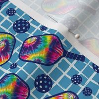 Medium Scale Pickleball Paddles and Balls Tie Dye and Blue