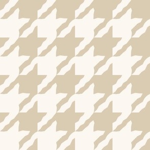 Stone Beige Neutral and Cream Houndstooth Check Large Scale