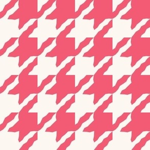 Raspberry Pink and White Houndstooth Check Large Scale