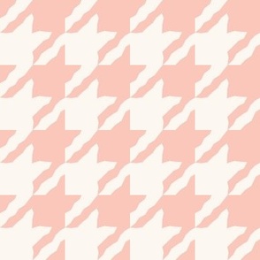 Peach Pink and Cream Ditsy Houndstooth Check