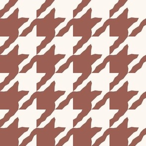 Brown and Off White Houndstooth Check Large Scale