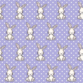 Large Scale Baby Bunnies and Polkadots on Lavender