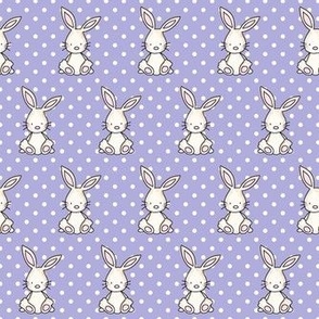 Medium Scale Baby Bunnies and Polkadots on Lavender
