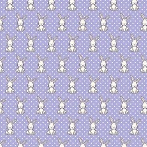 Small Scale Baby Bunnies and Polkadots on Lavender