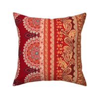 Ethnic passementerie border Red blue gradation 