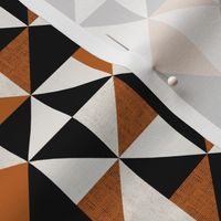 (S) Rustic triangles mid century style orange black and white