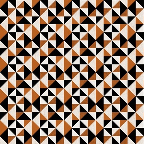 (S) Rustic triangles mid century style orange black and white