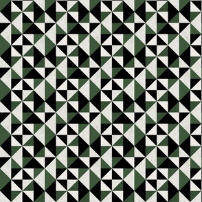 (S) Rustic triangles mid century style green black and white