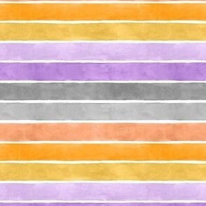 Halloween Watercolor Broad Stripes Horizontal - Ditsy Scale - Purple, Orange, Black and Grey Gray