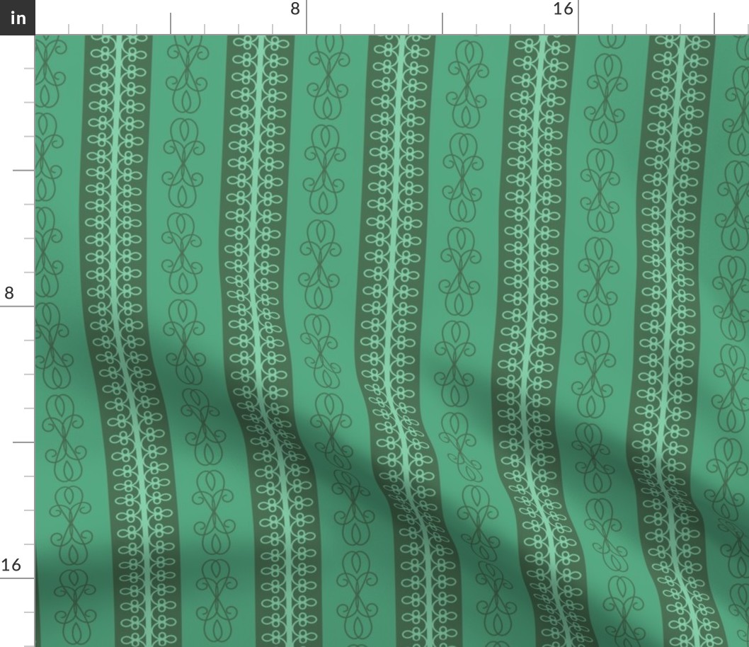 ornate stripe mint & forrest green