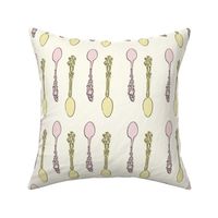 Pink and Yellow Vintage Spoons / Table Linen Design / East Fork Piglet & Butter Design Challenge