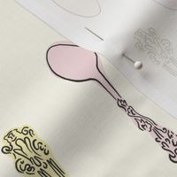 Pink and Yellow Vintage Spoons / Table Linen Design / East Fork Piglet & Butter Design Challenge