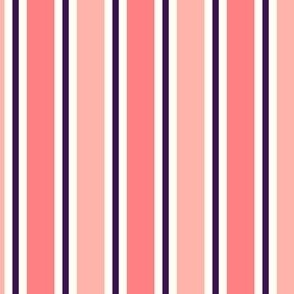 Stripes - bright pink purple & off-white