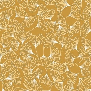 curry color ginkgo - small size FABRIC