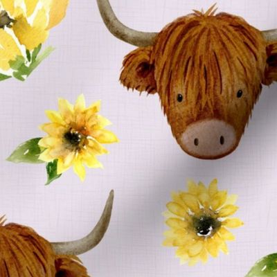 Highland Cow Faces & Sunflower//Lavender - Large