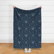 Sea animals lace blue - large scale for bedding, wallpaper and home decor