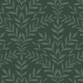 Woodblock Leaf Scallop - Forest Green - Mid Scale