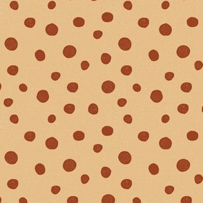 Block Print Polka Dot - Terracotta/Pale Gold - Small Scale