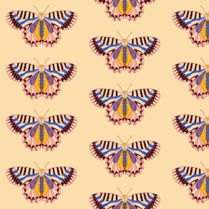 Geo Butterfly Multi Color Rainbow Design on Cream Background Large Scale 