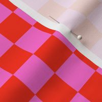 Checkerboard nostalgia- hot pink and red 1 inch