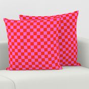 Checkerboard nostalgia- hot pink and red 1 inch