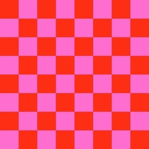 Checkerboard nostalgia- hot pink and red 1 inch