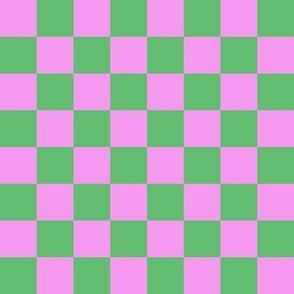 Checkerboard Nostalgia - lime green and cotton candy - 1 inch scale
