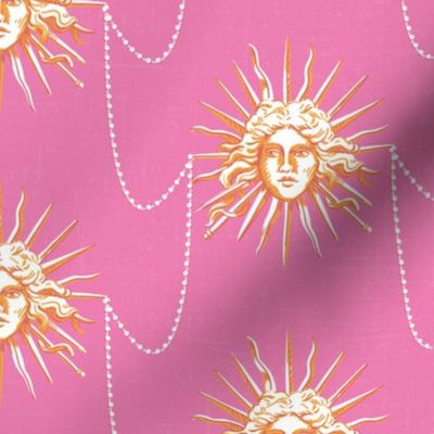 Sun goddess with pearls in hot pink gold coral white