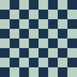 Checkerboard - mint and navy - 1 inch