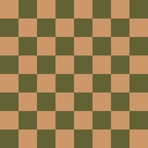 Checkerboard - moss and camel - 1 inch