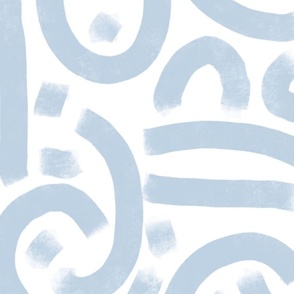 abstract brush strokes - fog on white - bold blue rustic - brush stroke coastal wallpaper and fabric