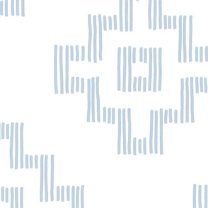 boho geometric dash - hand-drawn fog dash on white - blue tribal coastal wallpaper and fabric