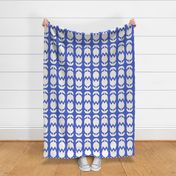 Two Tulips Up and Down - creamy white on blue - simple bold tulip - large