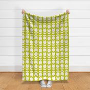 Two Tulips Up and Down - creamy white on Cyber Lime Green - simple bold tulip - large