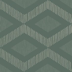 large boho casual abstract fringe - lozenge on green - boho southwestern wallpaper