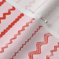 Block Print Ric Rac Stripe Pink and Red Passementarie