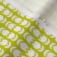 Two Tulips Up and Down - creamy white on Cyber Lime Green - simple bold tulip - extra small