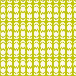 Two Tulips Up and Down - creamy white on Cyber Lime Green - simple bold tulip - small
