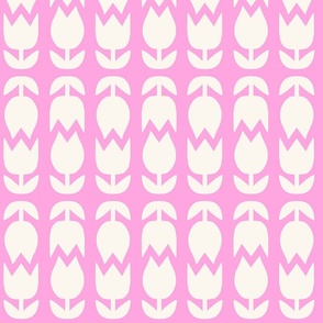 Two Tulips Up and Down - creamy white on Lavender Pink - simple bold scandi tulip - medium