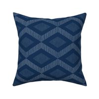 boho abstract fringe - white lozenge on indigo - boho indigo wallpaper