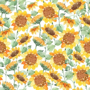 Watercolor Sunflowers Floral 18 inch