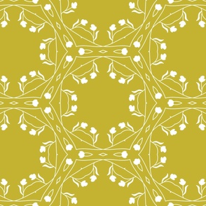 white floral geometric on mustard / large  scale