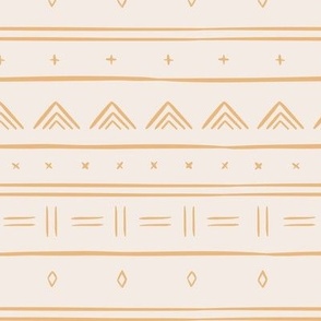 Tribal graphic yellow lines on beige background