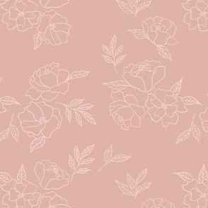 Line flowers on pink background