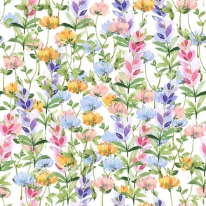 Watercolor Wild Flowers Floral 18 inch