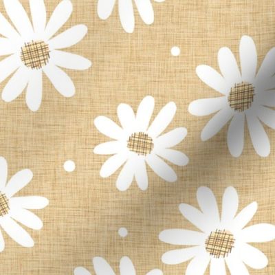 Daisy Flowers (mustard linen)
