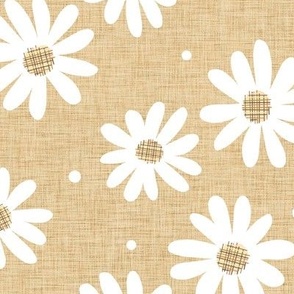 Daisy Flowers (mustard linen)