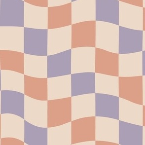 Wavy Checkboard - Orange and Purple