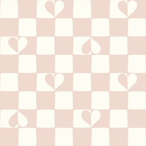 Checkerboard hearts boho blush pink by Jac Slade