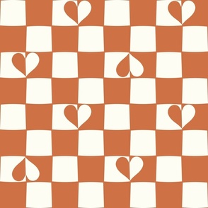 Checkerboard hearts boho brown by Jac Slade